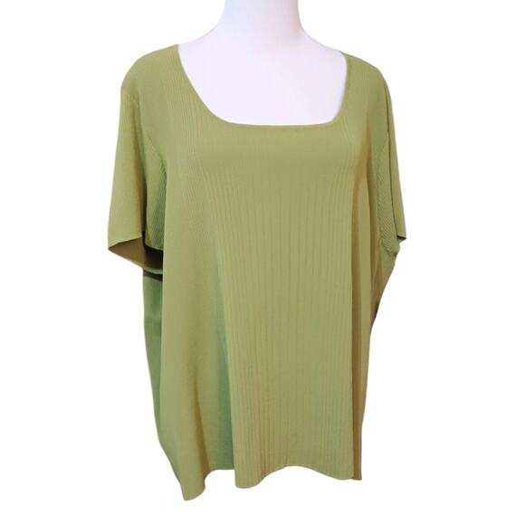 NEW VALERIE STEVENS Blouse Top Sweater 3X Square Neck Short Sleeve Office Career - Picture 2 of 10